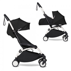 Коляска 2в1 BABYZEN YOYO² з люлькою Bassinet Black / Черный (белая рама) 