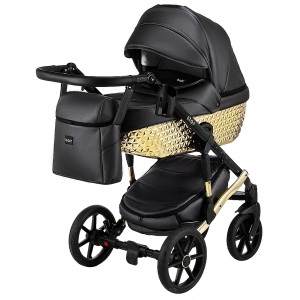 Коляска 2в1 Bair Star (Gold) 28G Черный - Золотой экокожа 
