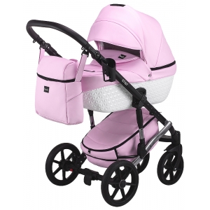 Коляска 2в1 Bair Star (Silver) 10S Розовый - Белый, экокожа 