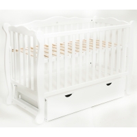 Дитяча кроватка ТМ Гойдалка NATALI маятник з шухлядою Біла