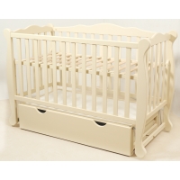 Дитяча кроватка ТМ Гойдалка NATALI маятник з шухлядою Слонова кістка