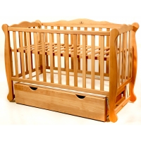 Дитяча кроватка ТМ Гойдалка NATALI маятник з шухлядою Бук