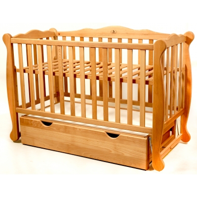 Дитяча кроватка ТМ Гойдалка NATALI маятник з шухлядою Бук